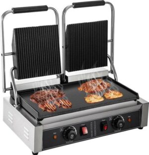 Electric Sandwich Device - Cast Iron Panini Grill - Double Sandwich Maker - Contact Grill - 57x41x21cm