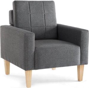 Fåtölj - lyx soffa - med armstöd - vintage - säte 1 person - slappna av stol - grått tyg