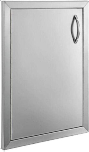 Köksdörr i rostfritt stål Vänster vändning Grill dörr rostfritt stål | Utanför BBQ -dörr | BBQ Access Door | Ståldörr 41,5 x 57 cm | Silver