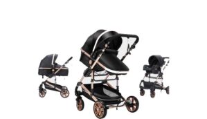 Lyxvagn 3 i 1 - buggy - barnvagn med stol och vagga - barnvagn - hög kvalitet - blå