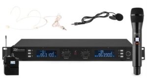 Trådlöst mikrofonsystem med 2x20kanaler handmikr + ficksändare/headset Power Dynamics PD632C 2x 20-Channel Digital UHF Co