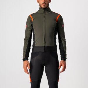 Castelli Alpha Ros 2 Jacket - M - Military Green/Fiery Red-Silver