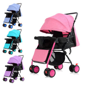 Lätt skakningsbeständig barnvagn med justerbar pedal fällbar bärbar vagn för barn i 3 till 3 år