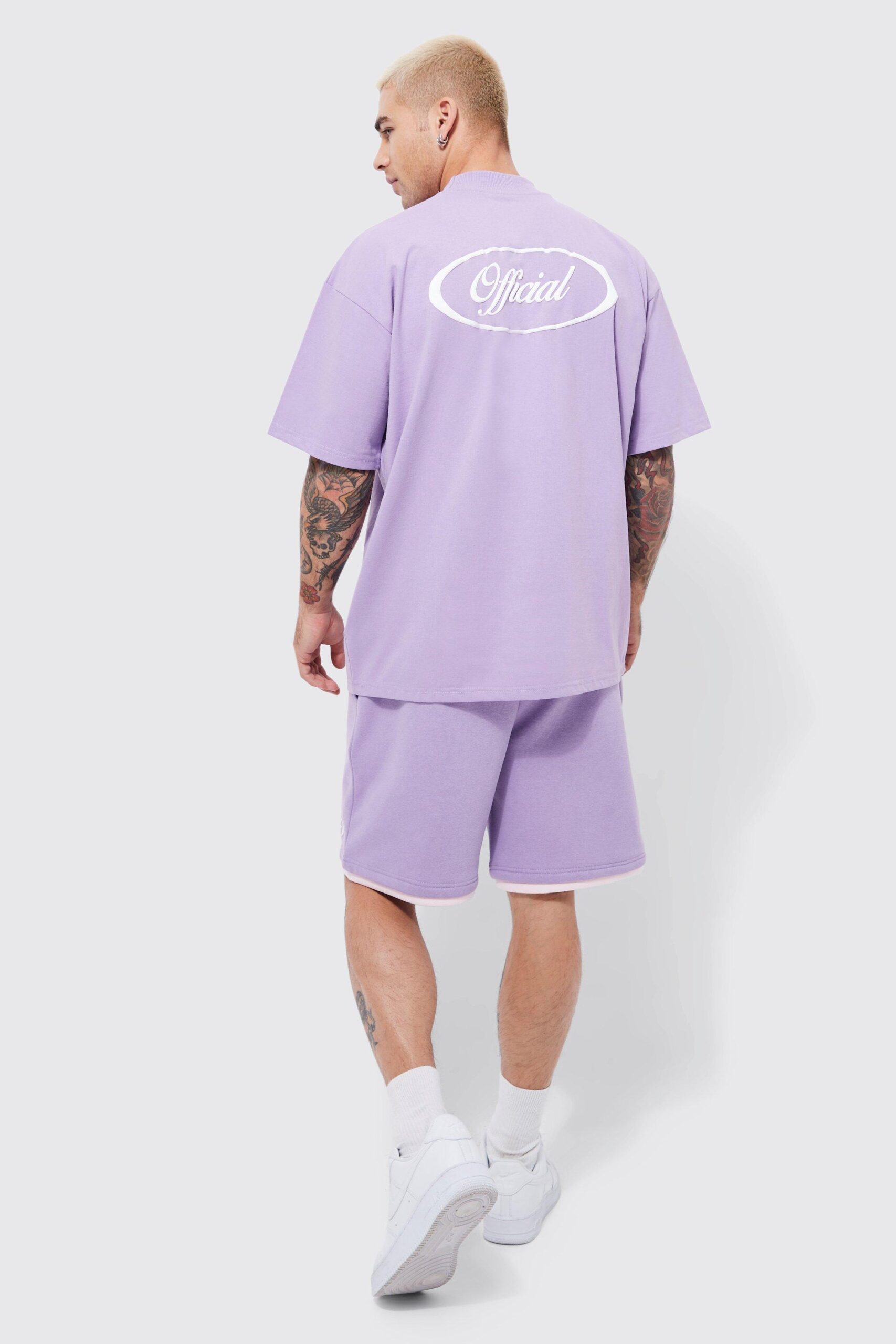 Official Oversize Set Med Shorts, Purple
