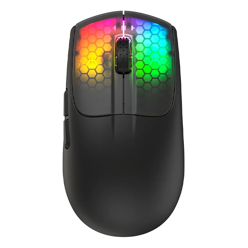Attackhaj X5 Tri-mode Trådlös Gamingmus PAW3212 Chip 4000DPI RGB Ljus 35H Batteritid 49g Lättvikt 2.4G/BT5.0/Type-C Tråd Attackhaj X5 Tri-mode Trådlös Gamingmus PAW3212 Chip 4000DPI RGB Ljus 35H Batteritid 49g Lättvikt 2.4G/BT5.0/Type-C Tråd