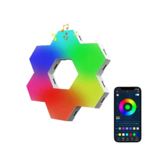 Elfeland 6Pack RGBIC hexagonala kvantljuspaneler DIY-splicing vägglampor med musiksynergi APP & fjärrkontroll för spelat