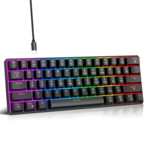 HXSJ V900 RGB Trådbunden Mekanisk Spel tangentbord 61-Tangenter Hot-Swappable Röd Brytare Typ-C Trådbundna Spel tangentb