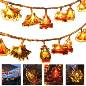 IPRee 2M LED Campingmönster Ljus Campingform Atmosfär Dekorativ Fe-lampa för utomhus camping Hem Trädgård Gårdsdekoratio