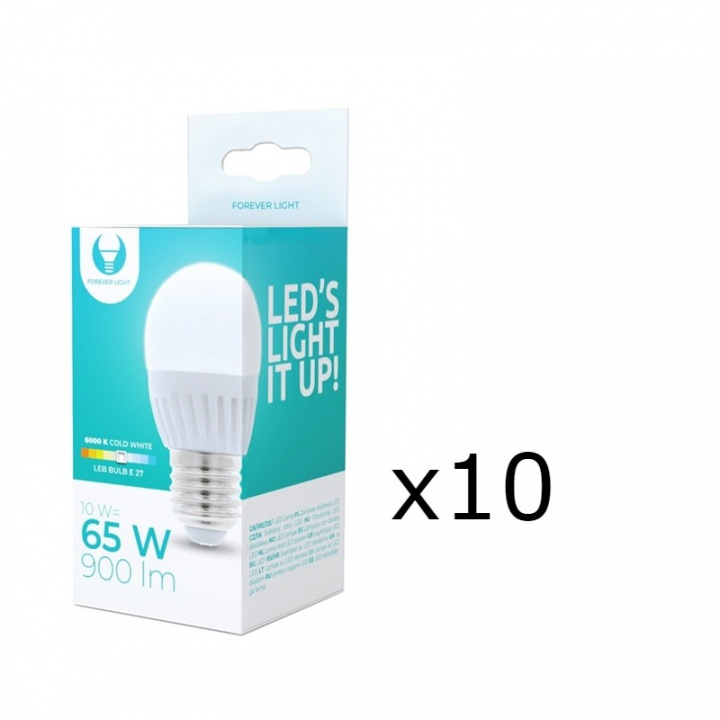LED-Lampa E27, G45, 10W, 230V, 6000K, Keramisk 10-pack, Kallvit LED-Lampa E27, G45, 10W, 230V, 6000K, Keramisk 10-pack, Kallvit