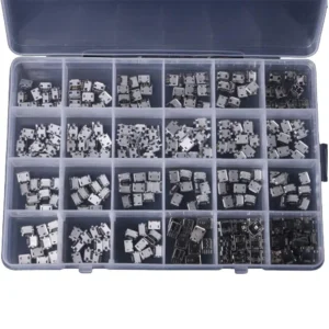 240PCS 24 Modeller Micro USB Kontaktuttag Jack USB Kontakter USB Hona Box Set för MP3 Spelkonsol Mobiltelefoner