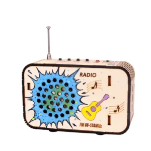 Liten Vetenskapsteknik Mini Trä DIY Radio Modeller Handgjorda Hemmagjorda Montering Pussel Färg Hantverk