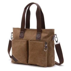 Retro Kanvas Handdatorväska Enkel Casual Herr Axel Crossbodyväska för Arbete Daglig Resa Användning