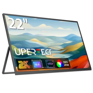 UPERFECT Stor 22 tum 2K 60Hz PC-spelmonitor 1440P QHD FreeSync datorbildskärm med VESA USB-C/Mini HD/Micro USB-B OTG/AUX