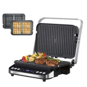 [EU-direktiv] BioloMix 2000W 6 i 1 Elektrisk BBQ Grill med Digitala Kontroller Vändbara Plattor Non-stick Yta Digital St