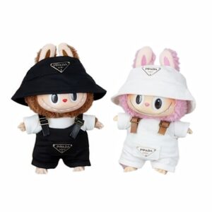 Kläder för Labubu / Dockkläder Set - Hängselbyxor & Hatt PPADA