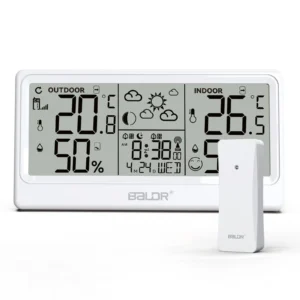 BALDR 8.5" LCD Skärm Väderstation RCC Väckarklocka Digital Temperatur Fuktighetsmätare Väderprognos Kalender Månfaser Tr