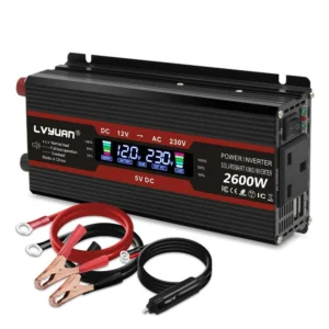 [EU Direct] Lvyuan Bil Omformare DC 12V till AC 220V Bilomvandlare 1000W (2600W Peak) Bärbar Utomhusströmbank LCD Omvand
