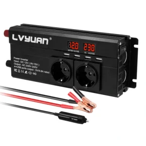 [EU direkt] Lvyuan DC12V till 230V 50Hz 60Hz 1000W kontinuerlig / 2000W Peak Power EU-uttag LED-display Modifierad Sinus