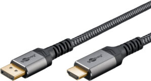 Goobay DisplayPort™ till HDMI™-kabel, 1 m, Sharkskin Grey Displayport™ plugg > HDMI™-kontakt (typ A)