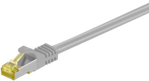 Goobay RJ45 patchkabel S/FTP (PiMF), 500 MHz, med CAT 7 råkabel, grå, 0,25 m LSZH halogenfri kabelhölje, koppar, RJ45-kontakt (CAT 6A)