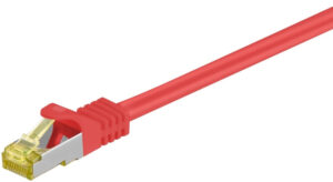 Goobay RJ45 patchkabel S/FTP (PiMF), 500 MHz, med CAT 7 råkabel, röd, 3 m LSZH halogenfri kabelhölje, koppar, RJ45-kontakt (CAT 6A)
