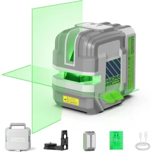 Huepar Pro GK011SG Självnivellerande Laser Nivågrön Korslinje 505-520nm Uppladdningsbart Batteri 30m Räckvidd Pulsläge I