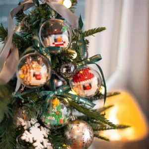 Jul DIY Mini Byggblock Set Santa Snögubbe Ren Julgran Semester Gåvor för Dekorationer Kreativ Montera Kit