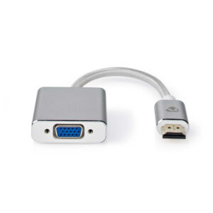Nedis VGA-adapter | HDMI™ Kontakt | VGA hona 15p | Guldplaterad | Rak | Aluminium / Tyg | Silver | Kartong med täckt fönster