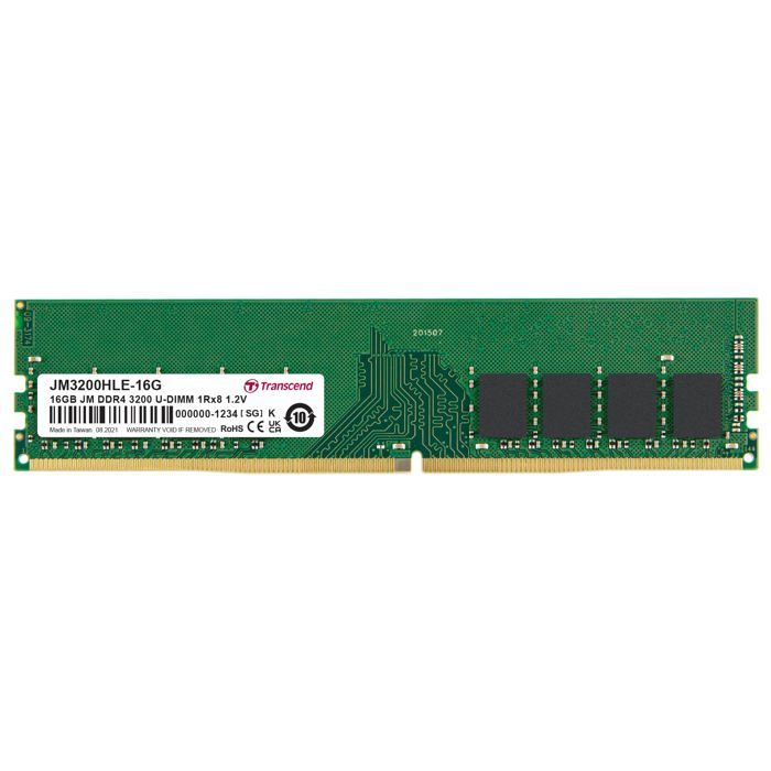 TRANSCEND JetRAM RAM-minne - DDR4 - 16 GB - 288-stifts DIMM - 3200 MHz / PC4-25600 - CL22 - 1,2 V TRANSCEND JetRAM RAM-minne - DDR4 - 16 GB - 288-stifts DIMM - 3200 MHz / PC4-25600 - CL22 - 1,2 V