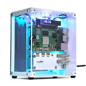 YAHBOOM Raspberry Pi 5-hölje skyddskit med kylfläkt chassi RGB-färgljus 0,96 skärmvisning DIY elektroniskt skal värd PCI
