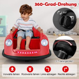 12V Bumper Car Barns elektriska stötfångarbil med fjärrkontroll & LED-lampor & Musik Röd