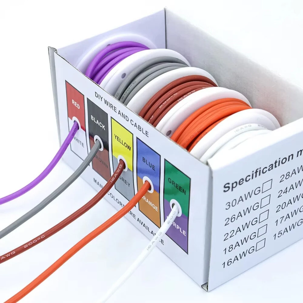 20/22/24/26/28/30 AWG 10m/rulle Super Soft Silicone Wire Värmebeständig Flexibel Tinnad Koppar Litze Kabel DIY 5 Färger 20/22/24/26/28/30 AWG 10m/rulle Super Soft Silicone Wire Värmebeständig Flexibel Tinnad Koppar Litze Kabel DIY 5 Färger