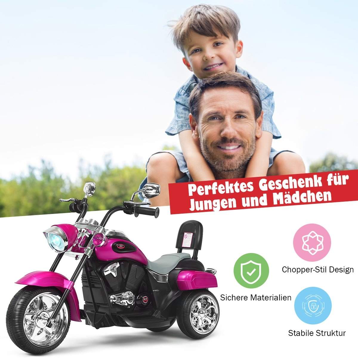 6 V elmotorcykel Batteridriven motorcykel med musik 91 x 48 x 64 cm Rosa Röd 6 V elmotorcykel Batteridriven motorcykel med musik 91 x 48 x 64 cm Rosa Röd