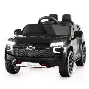 Barn Chevrolet elbil med 2,4G fjärrkontroll & fjädring & lampor & musik barnbil svart