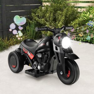 Barnmotorcykel med bubbelmaskin & musik & LED-strålkastare barnmotorcykel svart