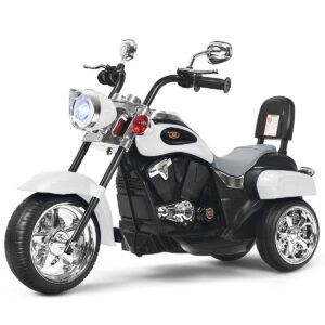 Chopper-stil motorcykel batteridriven motorcykel 91 x 48 x 64 cm vit + svart