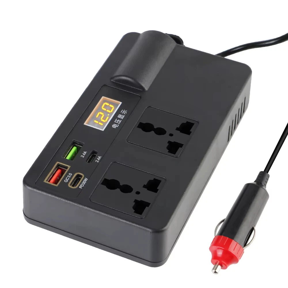 DC 12V/24V till AC 220V omvandlare bil inverter 200W spänningsdetektering QC 3.0 strömadapter USB/PD/Typ-C laddare PÅ/AV DC 12V/24V till AC 220V omvandlare bil inverter 200W spänningsdetektering QC 3.0 strömadapter USB/PD/Typ-C laddare PÅ/AV
