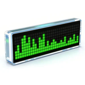 Musikspektrumklocka DIY-sats 8x32 LED-matris 256 LED USB-C 5V Ljudreagerande genomskinlig akryl-kåpa Tidsvisning Bordslj