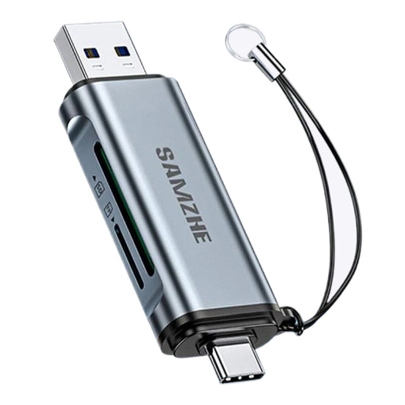 SAMZHE CRS22 USB3.2Gen1 Kortläsare USB-A&Typ-C Dual Interface OTG Adapter Dongle 5Gbps Hög Hastighet SD/TF Dual Slot för SAMZHE CRS22 USB3.2Gen1 Kortläsare USB-A&Typ-C Dual Interface OTG Adapter Dongle 5Gbps Hög Hastighet SD/TF Dual Slot för