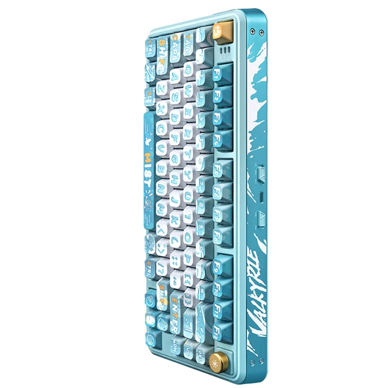 VALKYRE VK75 Tri-mode mekaniskt gamingtangentbord 80 tangenter Gasket-struktur RGB-belysning JSA-profil 8000mAh 2.4G/blu VALKYRE VK75 Tri-mode mekaniskt gamingtangentbord 80 tangenter Gasket-struktur RGB-belysning JSA-profil 8000mAh 2.4G/blu