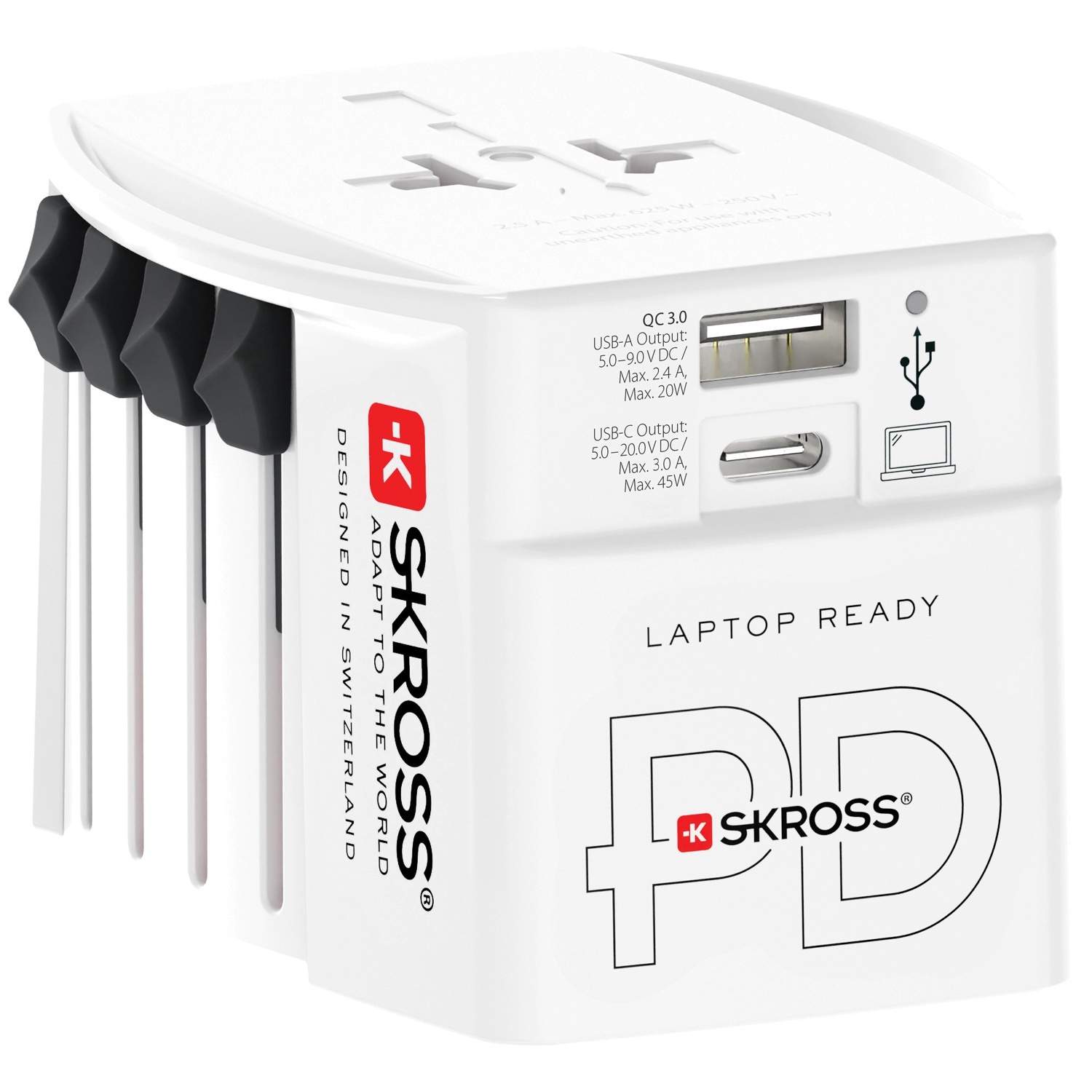 Världsreseadapter MUV 1xUSB-C PD 1xUSB-A 45W Ojordad Världsreseadapter MUV 1xUSB-C PD 1xUSB-A 45W Ojordad