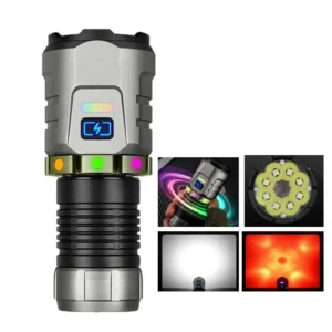 BIKIGHT Super Bright 8 LED Ficklampa USB Uppladdningsbar Lampa med Magnet,Gyroskop Rotationsdesign Ficklampa Utomhus Cam