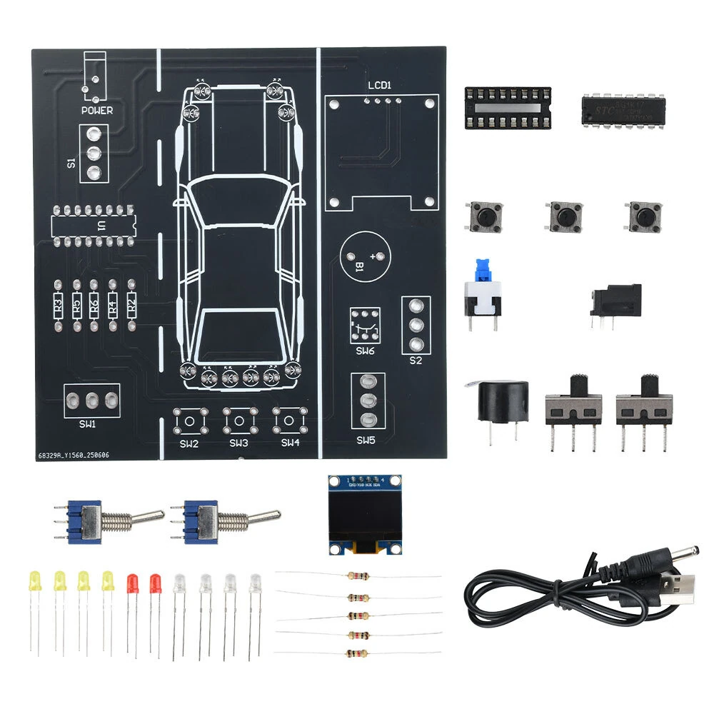 DC 5V Bilkörningssimmersationskit DIY elektronikprojekt med LCD-hastighetsmätare, körriktningssignal, strålkastare och s DC 5V Bilkörningssimmersationskit DIY elektronikprojekt med LCD-hastighetsmätare, körriktningssignal, strålkastare och s