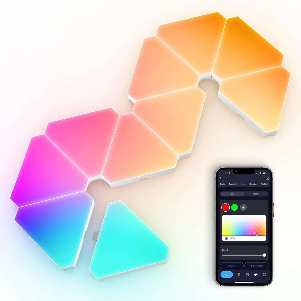 LIXINCORDA Smart RGBIC LED Triangel Ljuspaneler Musik Synk APP/Fjärrkontroll/ röststyrning Med Alexa & Google Väggkonst LIXINCORDA Smart RGBIC LED Triangel Ljuspaneler Musik Synk APP/Fjärrkontroll/ röststyrning Med Alexa & Google Väggkonst