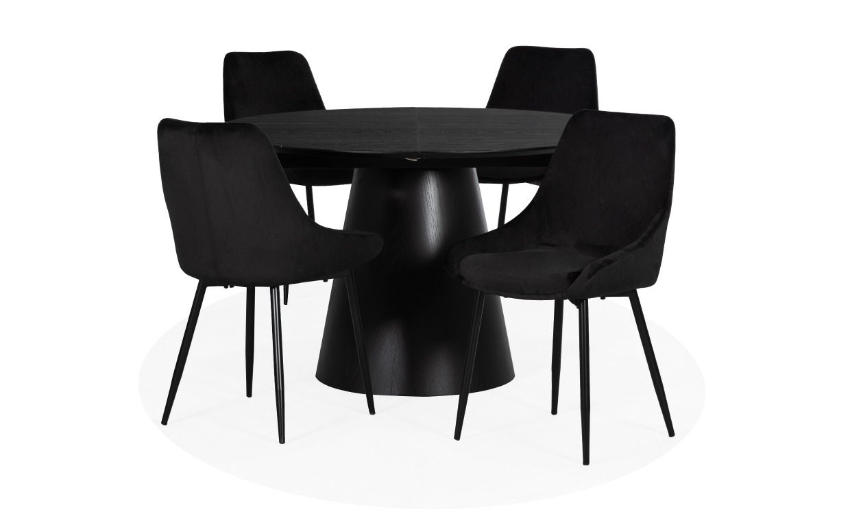 MANNE/TOVE 4 Stolar Velvet Svart MANNE/TOVE 4 Stolar Velvet Svart