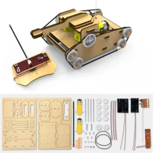 Trä-fjärrkontroll tankmonteringskit DIY-set Barns vetenskapliga upptäcksexperimentverktyg leksaker