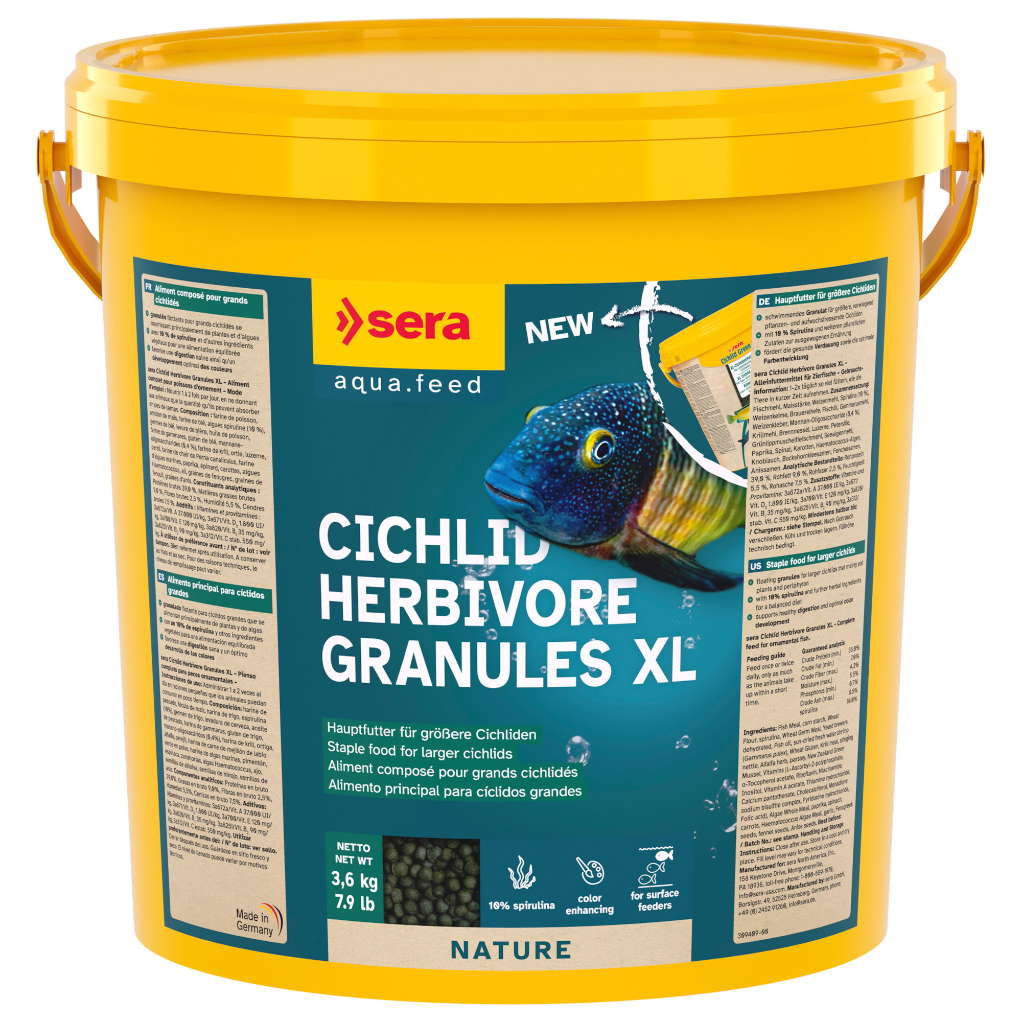 sera Cichlid Green XL Nature granulatfoder - 10 liter sera Cichlid Green XL Nature granulatfoder - 10 liter