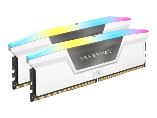 CORSAIR Vengeance RGB - DDR5 - sats - 32 GB: 2 x 16 GB - DIMM 288-pin - 5200 MHz / PC5-41600 - CL40 - 1.25 V - vit CORSAIR Vengeance RGB - DDR5 - sats - 32 GB: 2 x 16 GB - DIMM 288-pin - 5200 MHz / PC5-41600 - CL40 - 1.25 V - vit