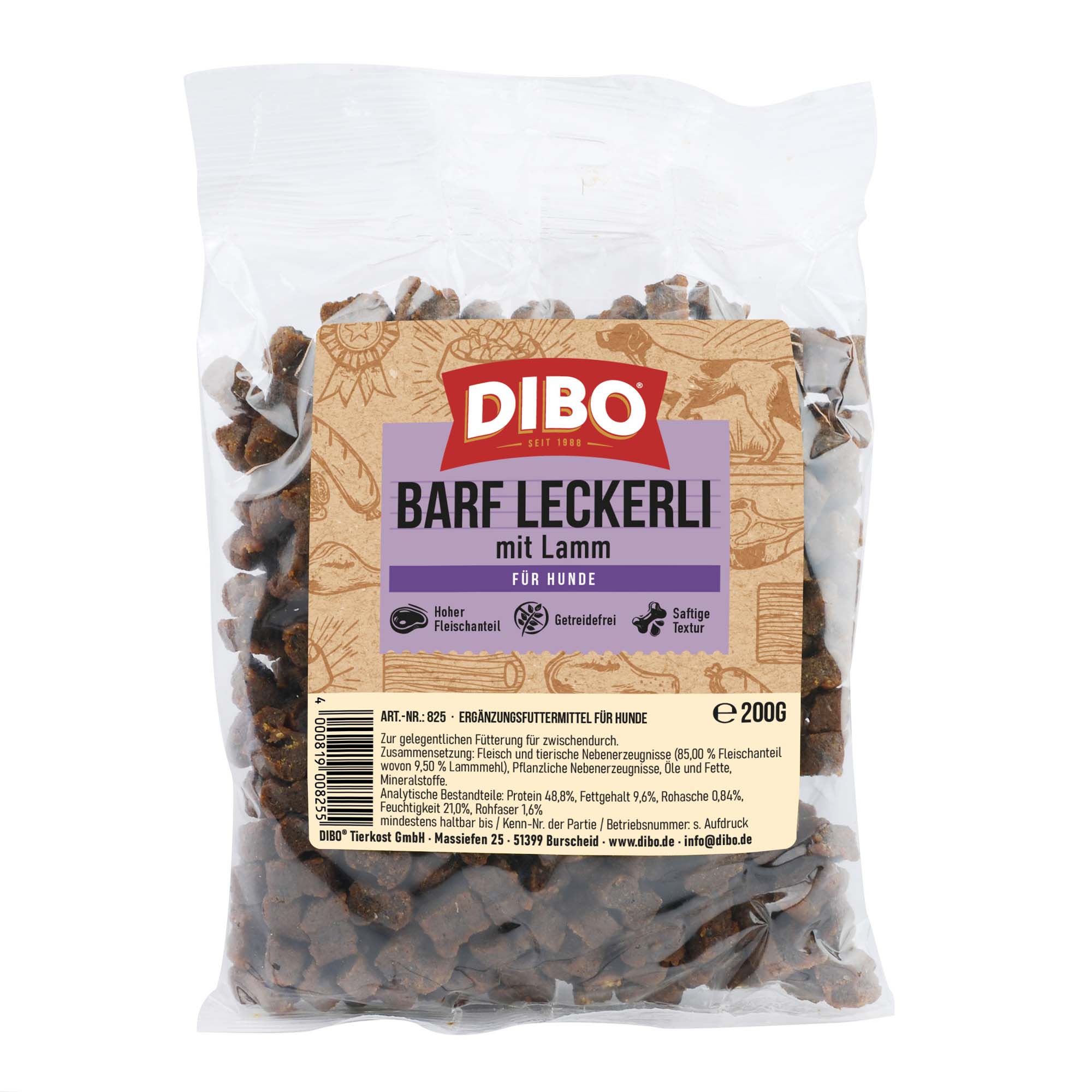 DIBO BARF godis med lamm - Ekonomipack: 6 x 200 g DIBO BARF godis med lamm - Ekonomipack: 6 x 200 g