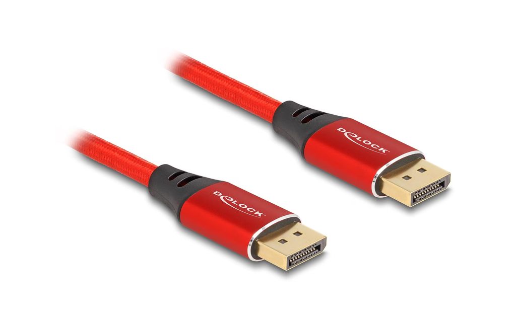 Delock DisplayPort-kabel 16K @ 60Hz, 1m - Röd Delock DisplayPort-kabel 16K @ 60Hz, 1m - Röd